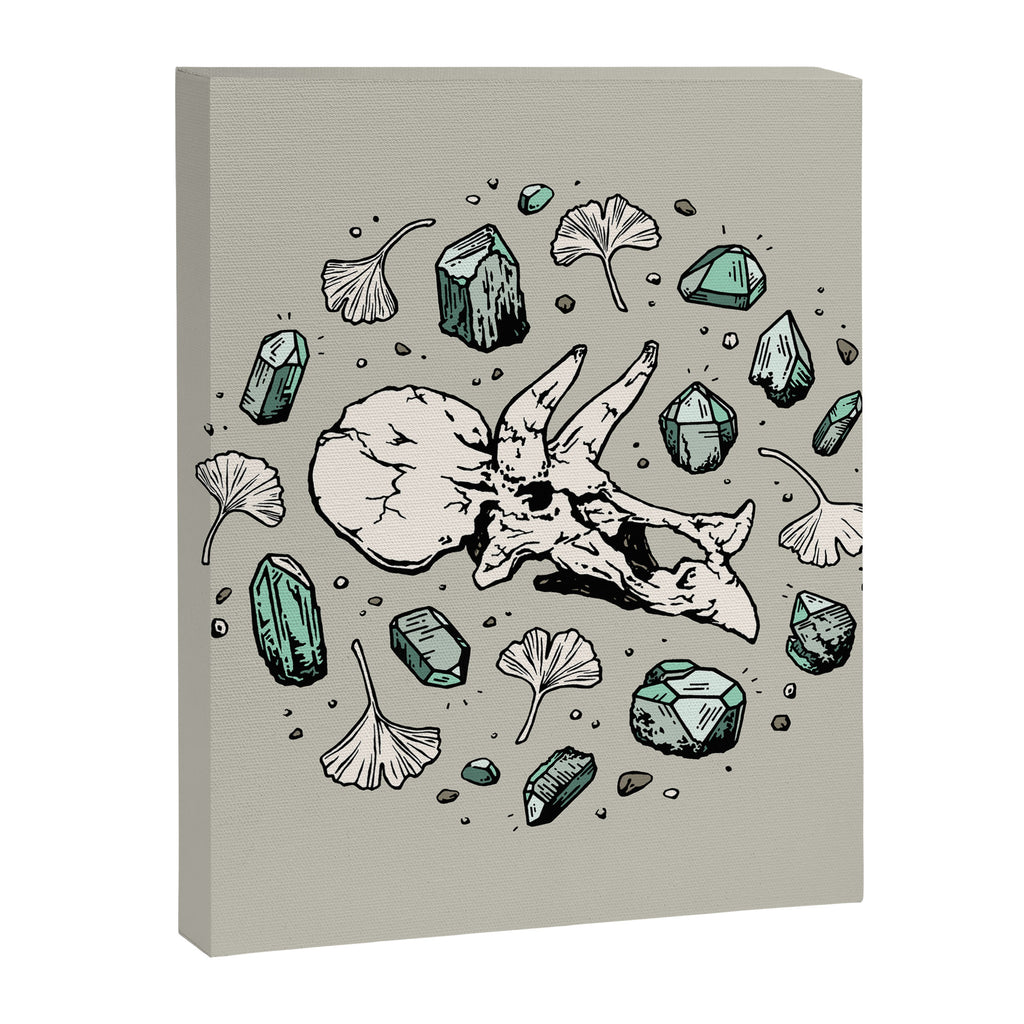 Triceratops Rocks! | Aquamarine | Dinosaur Skull Fossil Art Canvas Print Gallery Image 8