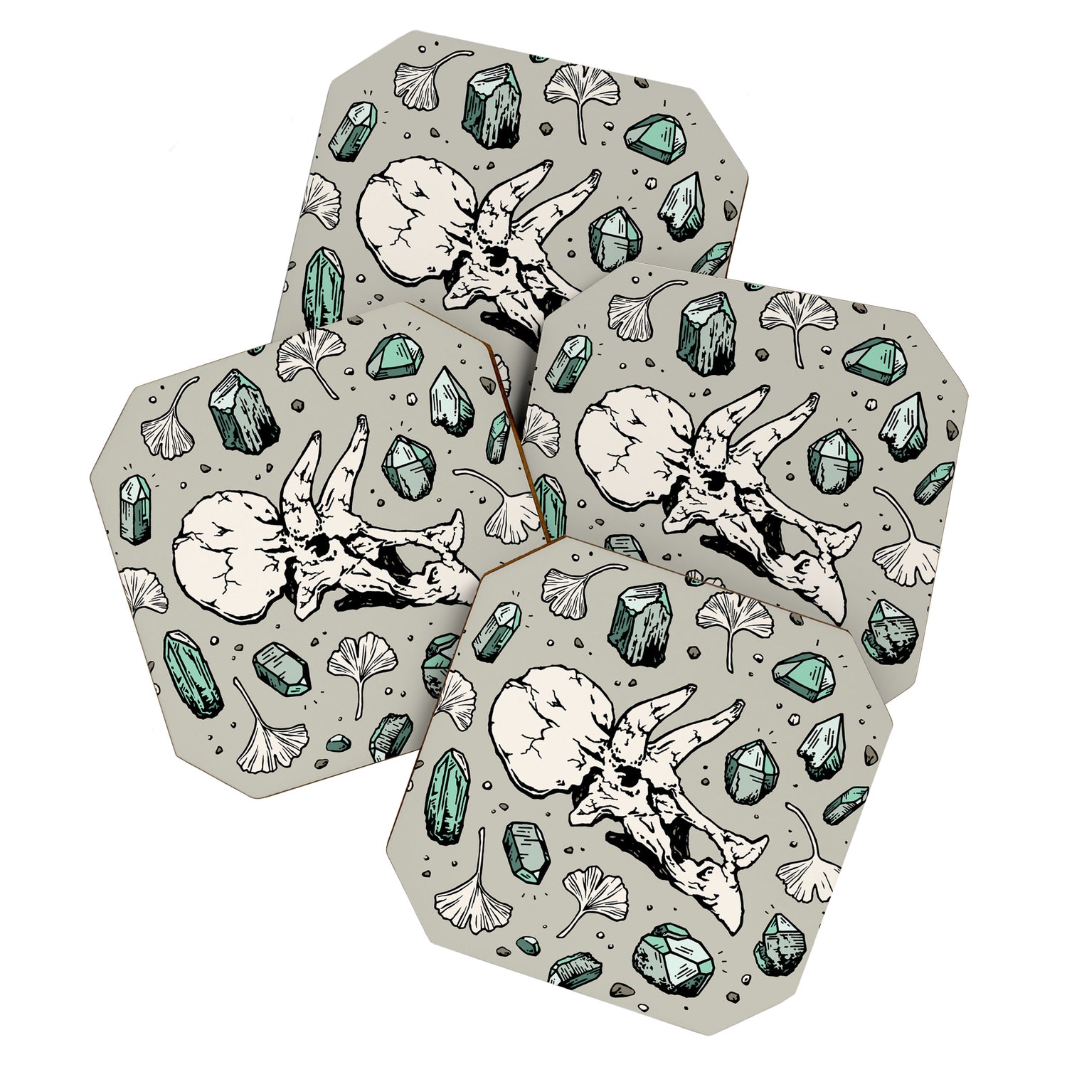 Triceratops Rocks! | Aquamarine | Dinosaur Skull Fossil Art Coaster Gallery Image 1