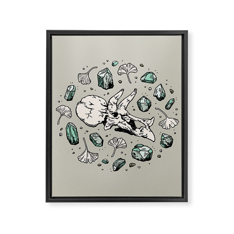 Triceratops Rocks! | Aquamarine | Dinosaur Skull Fossil Art Framed Canvas Print Gallery Image 8
