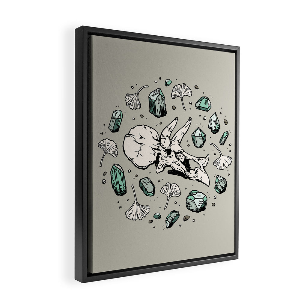Triceratops Rocks! | Aquamarine | Dinosaur Skull Fossil Art Framed Canvas Print Gallery Image 2