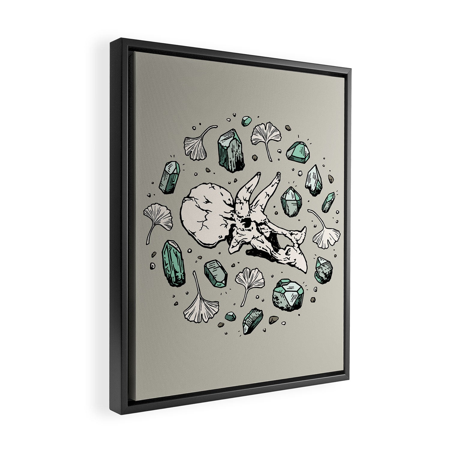 Triceratops Rocks! | Aquamarine | Dinosaur Skull Fossil Art Framed Canvas Print Gallery Image 2