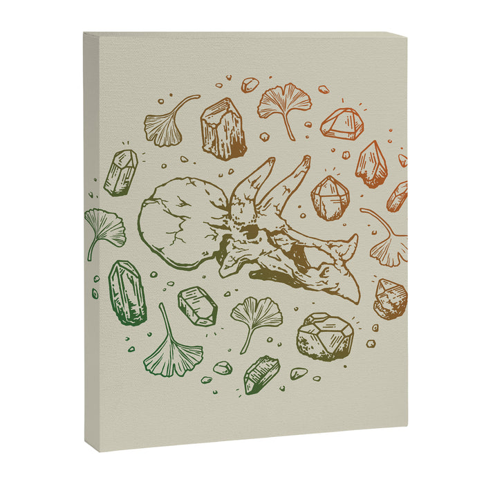 Triceratops Rocks! | Leaf Green & Pumpkin Spice Ombré Canvas Print Gallery Image 1