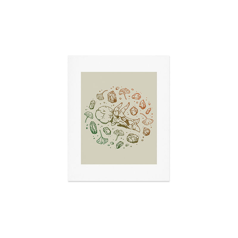 Triceratops Rocks! | Leaf Green & Pumpkin Spice Ombré Art Print Gallery Image 1