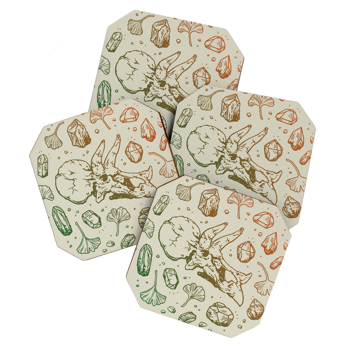 Triceratops Rocks! | Leaf Green & Pumpkin Spice Ombré Coaster Gallery Image 1