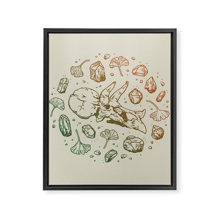 Triceratops Rocks! | Leaf Green & Pumpkin Spice Ombré Framed Canvas Print Gallery Image 1