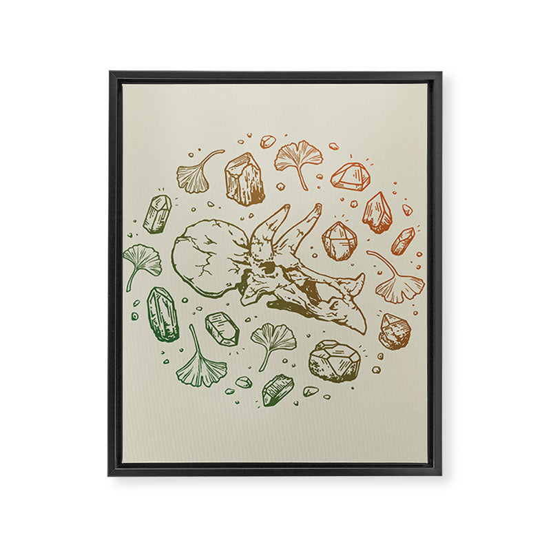 Triceratops Rocks! | Leaf Green & Pumpkin Spice Ombré Framed Canvas Print Gallery Image 8