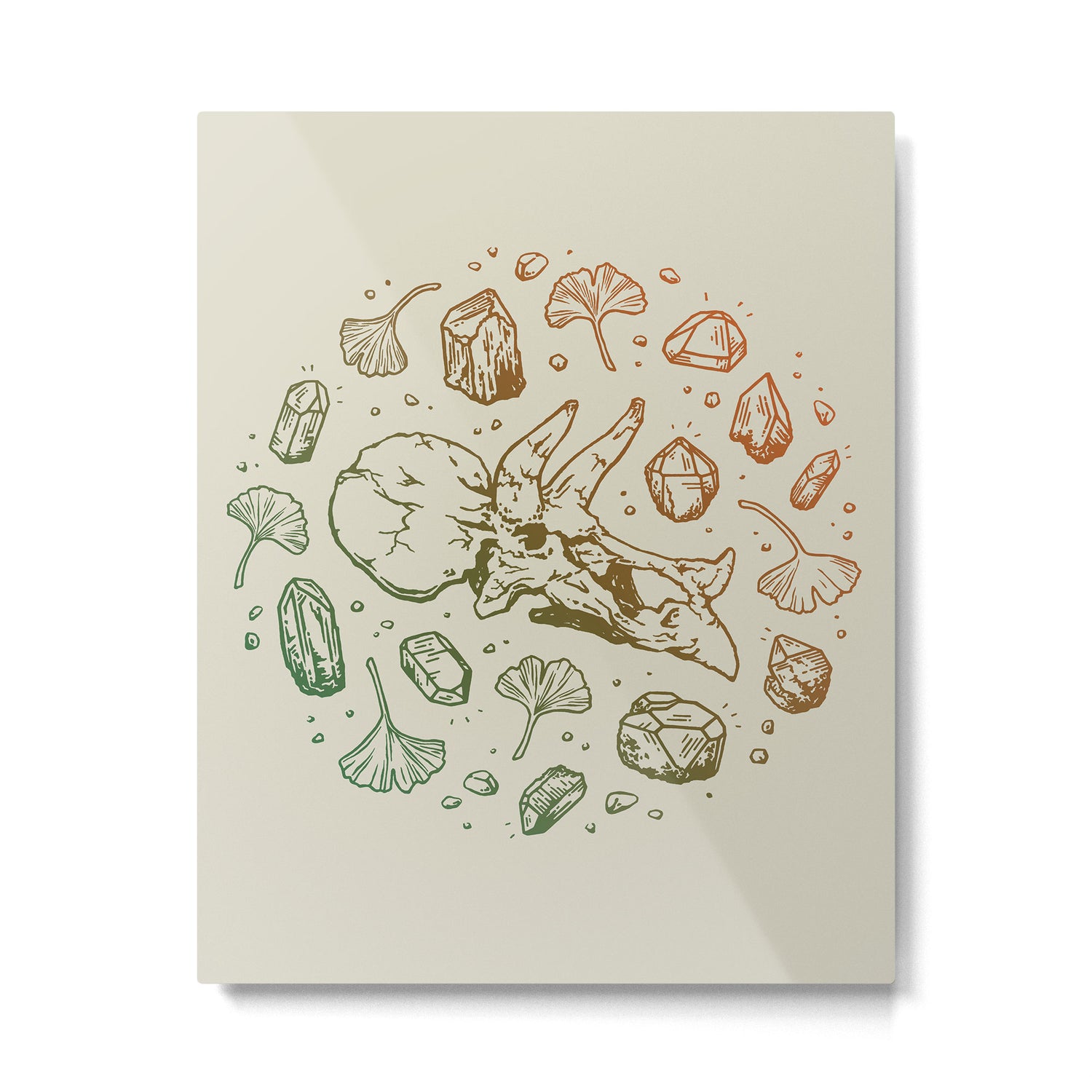 Triceratops Rocks! | Leaf Green & Pumpkin Spice Ombré Metal Print Gallery Image 6