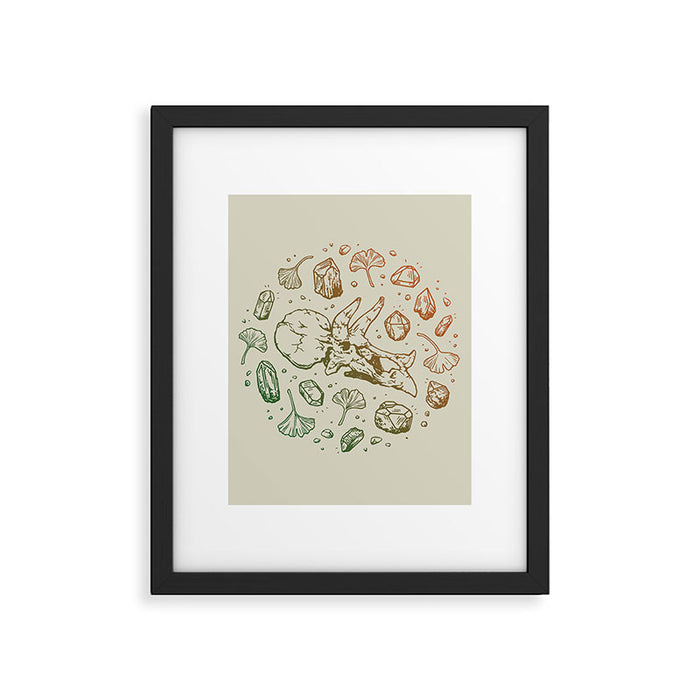 Triceratops Rocks! | Leaf Green & Pumpkin Spice Ombré Framed Art Print Gallery Image 1