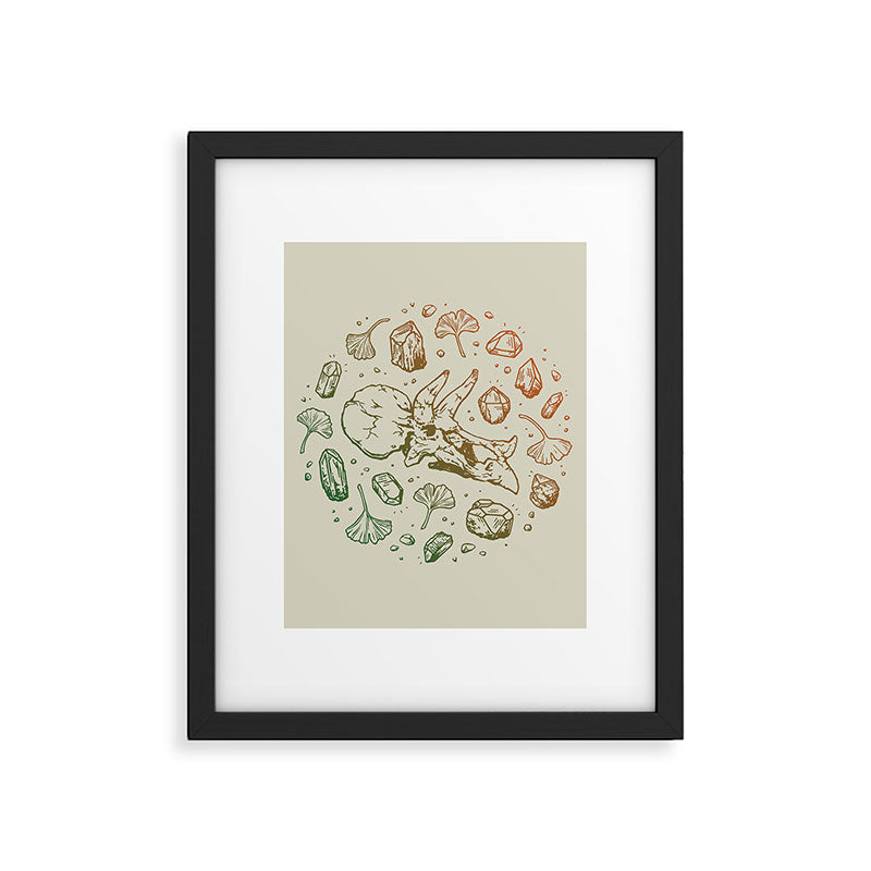 Triceratops Rocks! | Leaf Green & Pumpkin Spice Ombré Framed Art Print Gallery Image 6