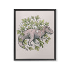 Tyrannosaurus & Sassafras | Dinosaur Botanical Art Framed Canvas Print Gallery Image 8