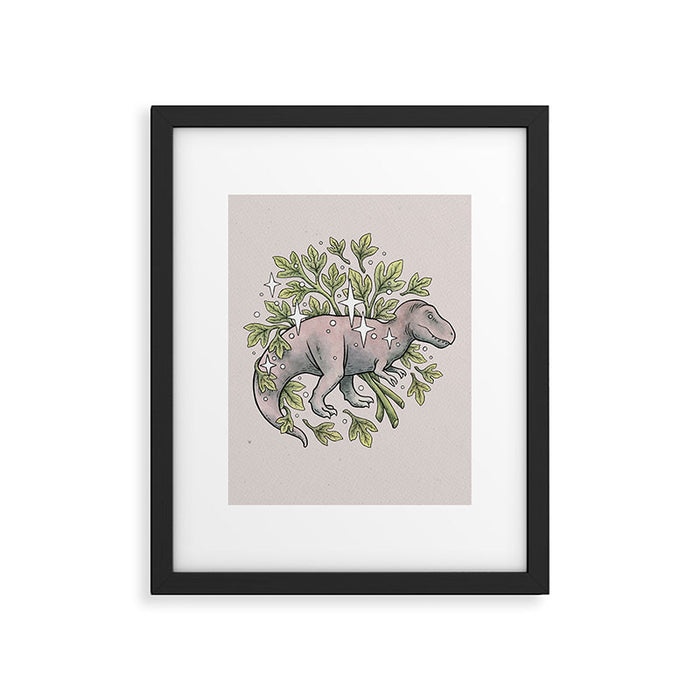 Tyrannosaurus & Sassafras | Dinosaur Botanical Art Framed Art Print Gallery Image 1