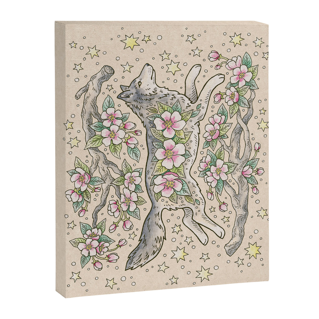 Wolf & Wild Apple Blossoms | Botanical Animal Art Canvas Print Gallery Image 6