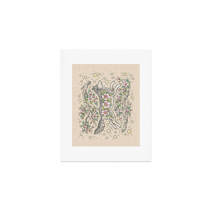 Wolf & Wild Apple Blossoms | Botanical Animal Art Art Print Gallery Image 1