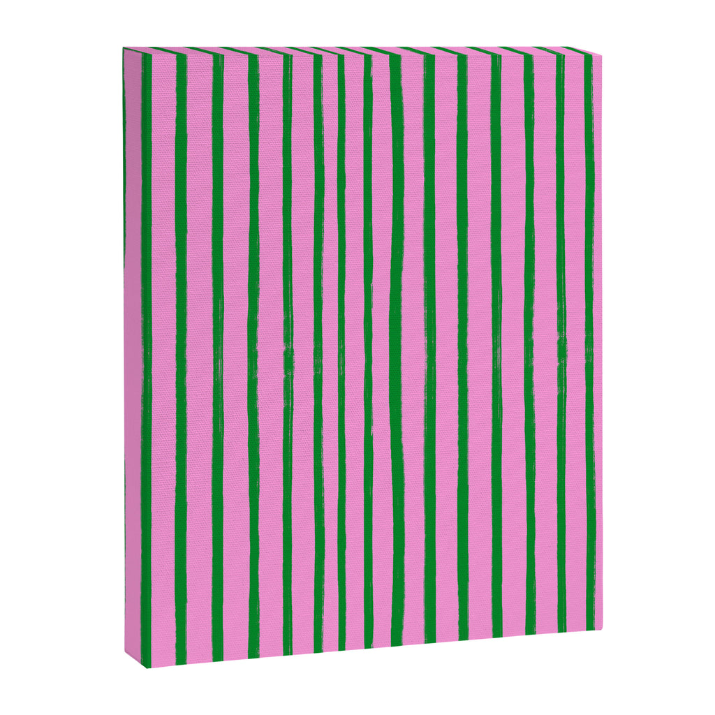 Green and Pink Brush Stroke Stripes Canvas Print Gallery Image 1