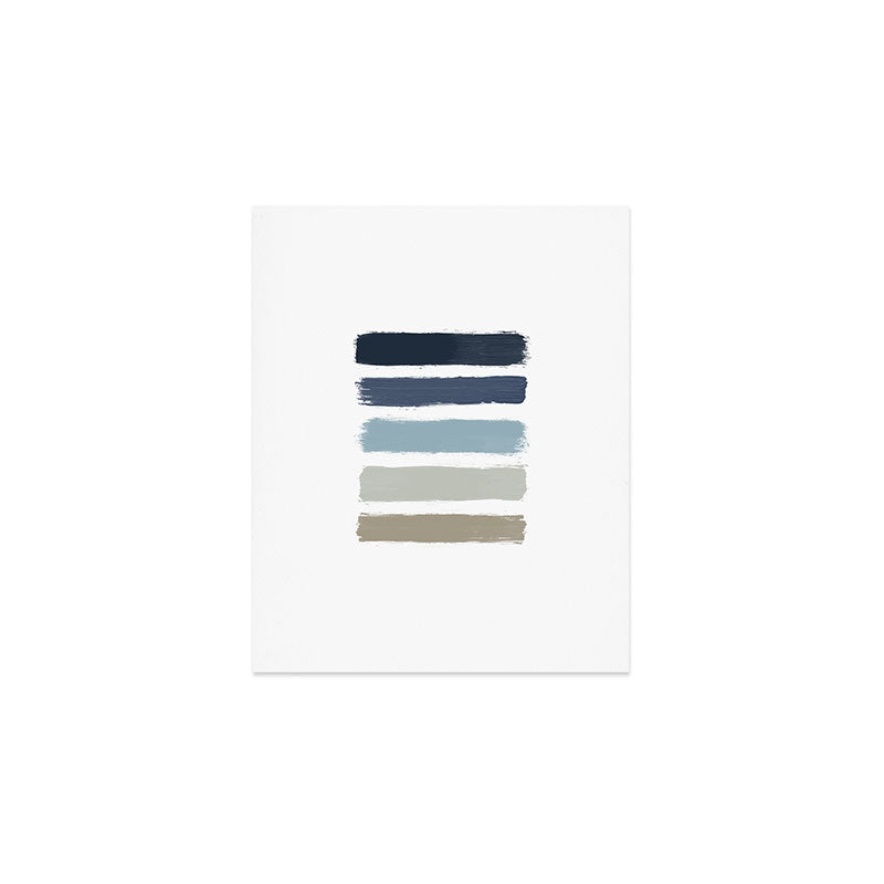 Blue & Taupe Stripes Art Print Gallery Image 1