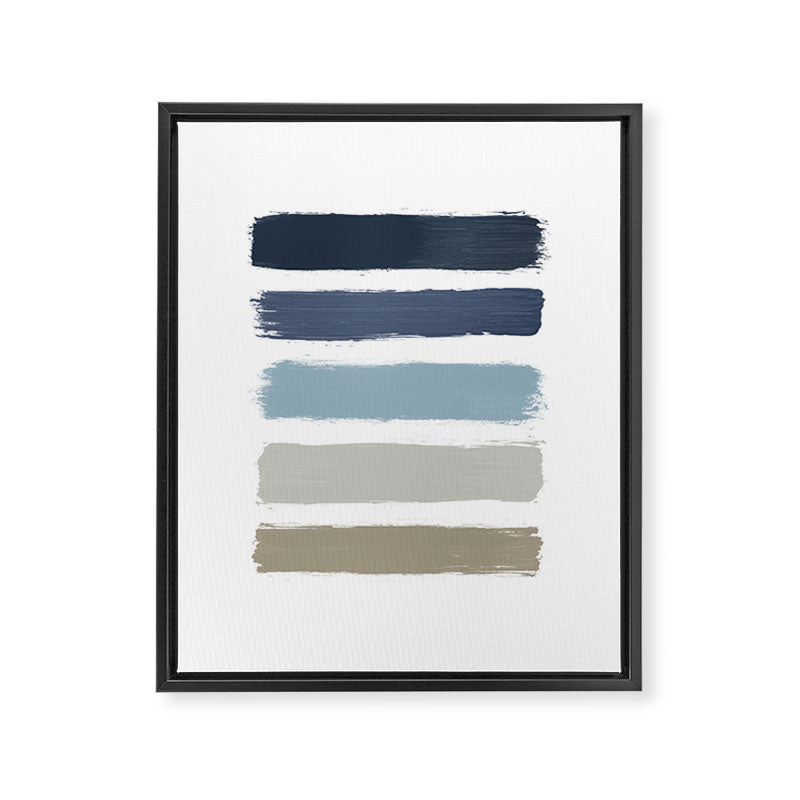 Blue & Taupe Stripes Framed Canvas Print Gallery Image 6