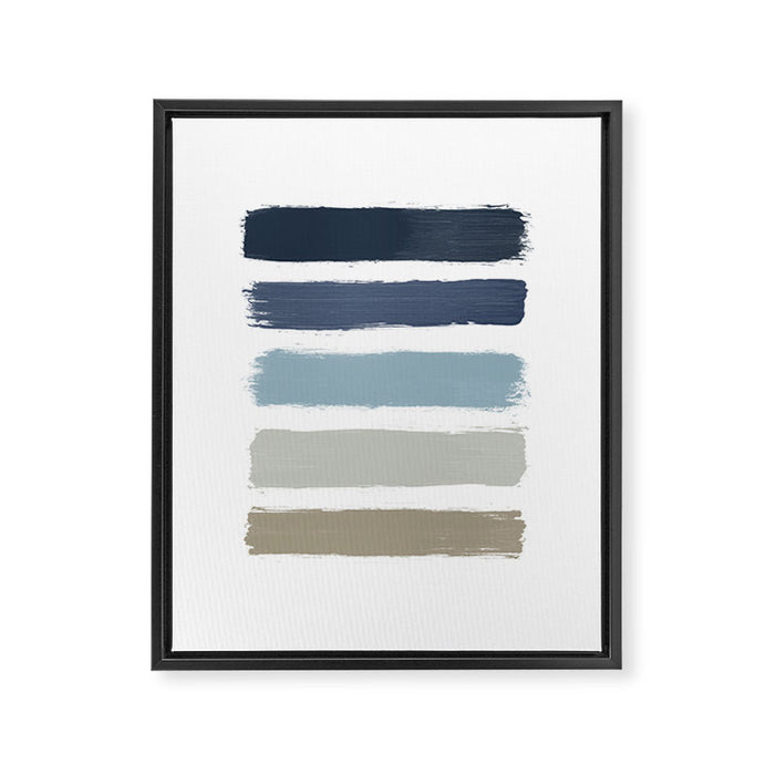Blue & Taupe Stripes Framed Canvas Print Gallery Image 1