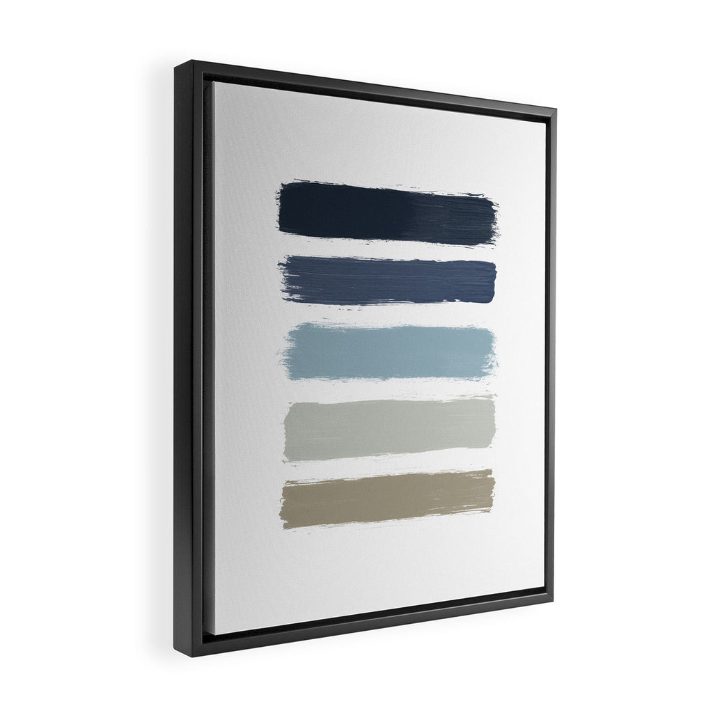 Blue & Taupe Stripes Framed Canvas Print Gallery Image 2