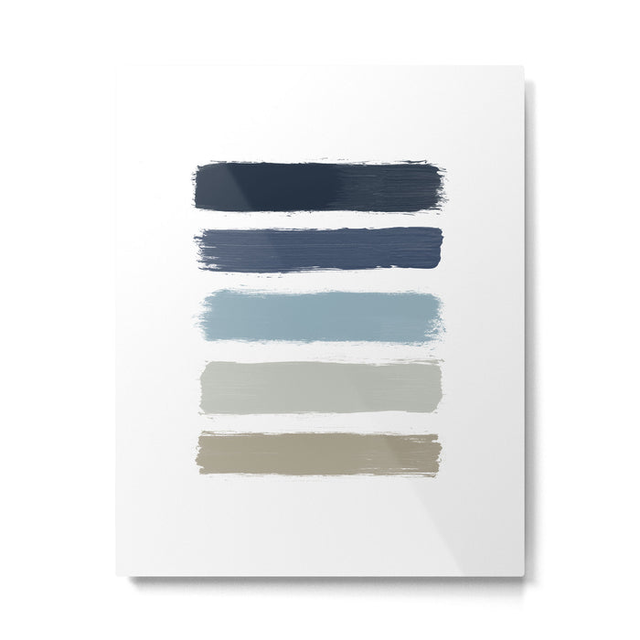 Blue & Taupe Stripes Metal Print Gallery Image 1