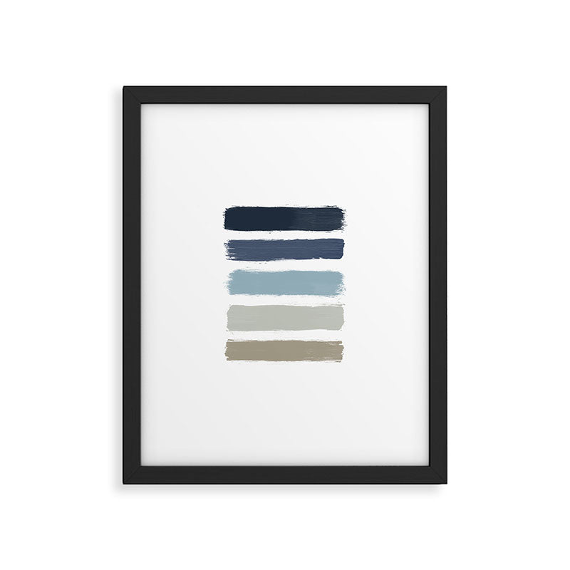 Blue & Taupe Stripes Framed Art Print Gallery Image 5