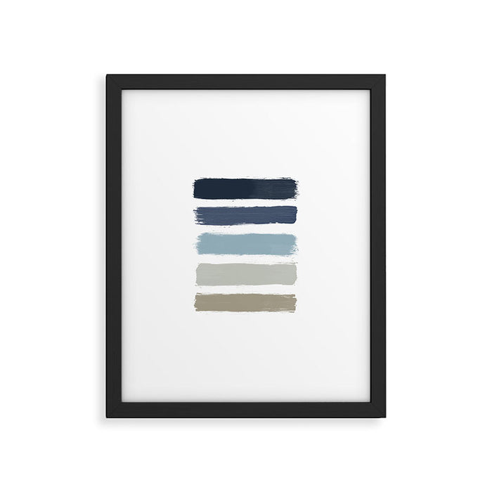 Blue & Taupe Stripes Framed Art Print Gallery Image 1