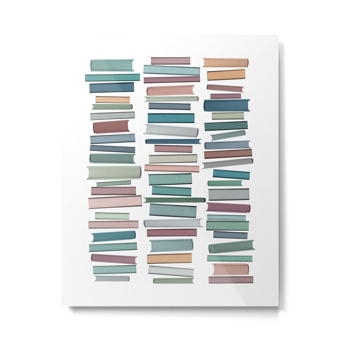 Books Pastel, Living Room Art, Book Worm Metal Print Gallery Image 1