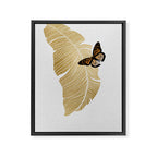 Butterfly & Palm Leaf, Gold Wall Art Framed Canvas Print Gallery Image 6