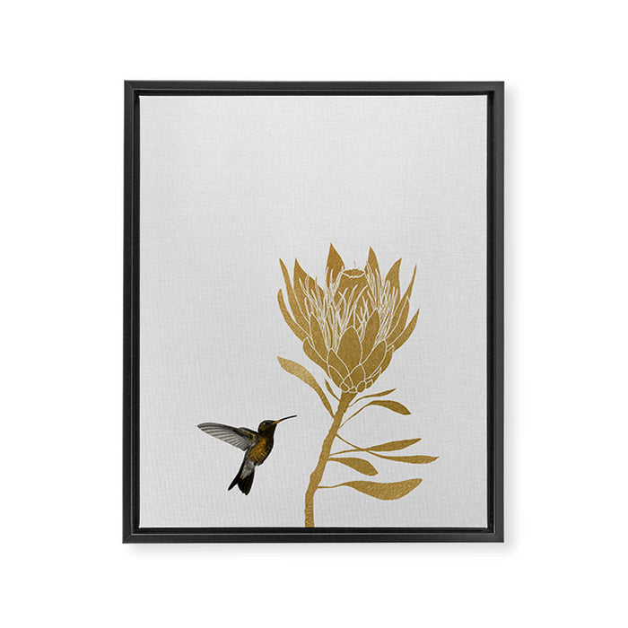 Hummingbird & Flower I Framed Canvas Print Gallery Image 1