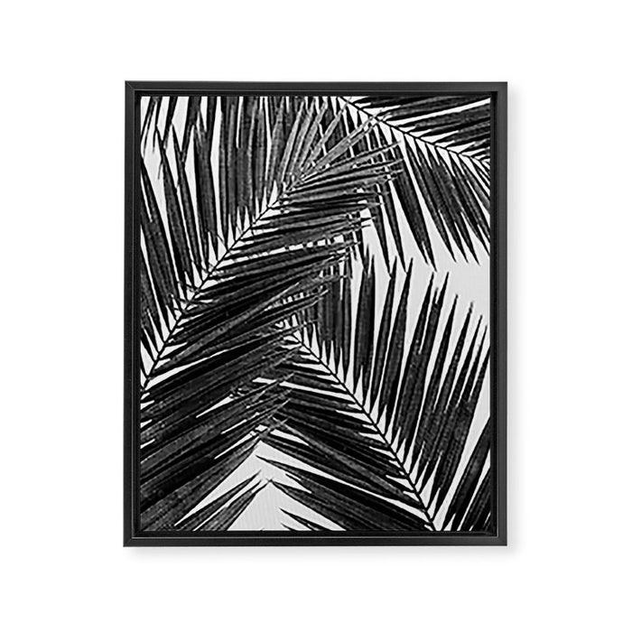 Palm Leaf Black & White III Framed Canvas Print Gallery Image 1