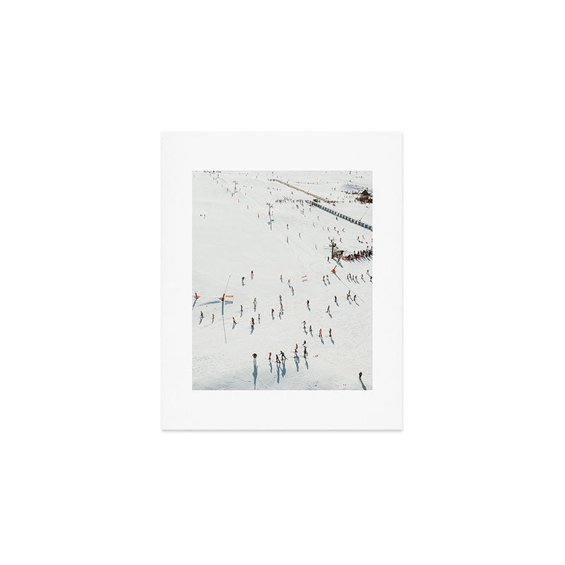 Aerial shot of ski resort Art Print Gallery Image 1