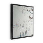 Aerial shot of ski resort Framed Canvas Print Gallery Image 2