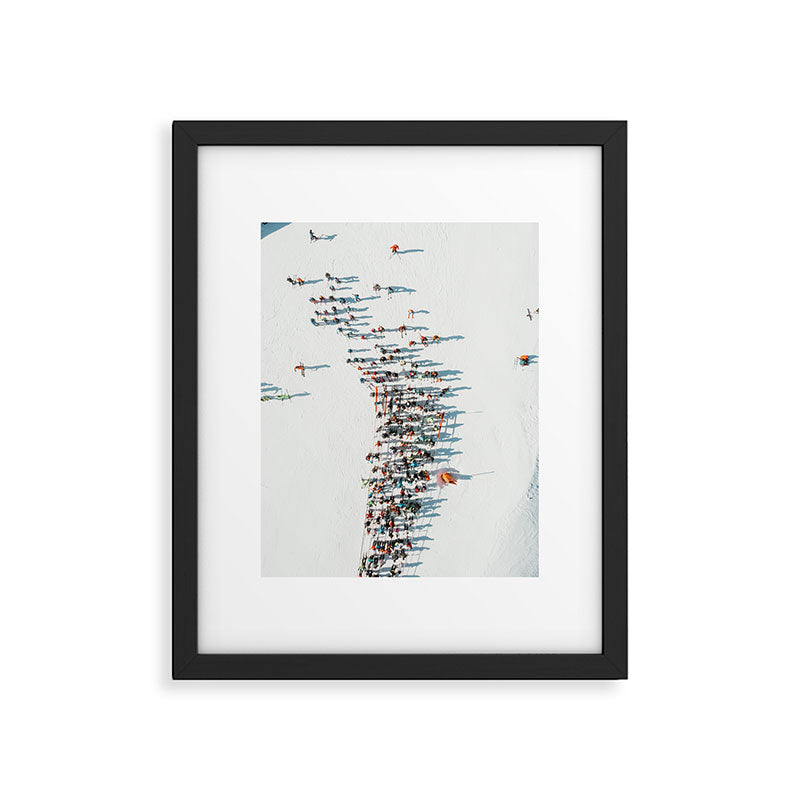 Aerial shot of ski resort Framed Art Print