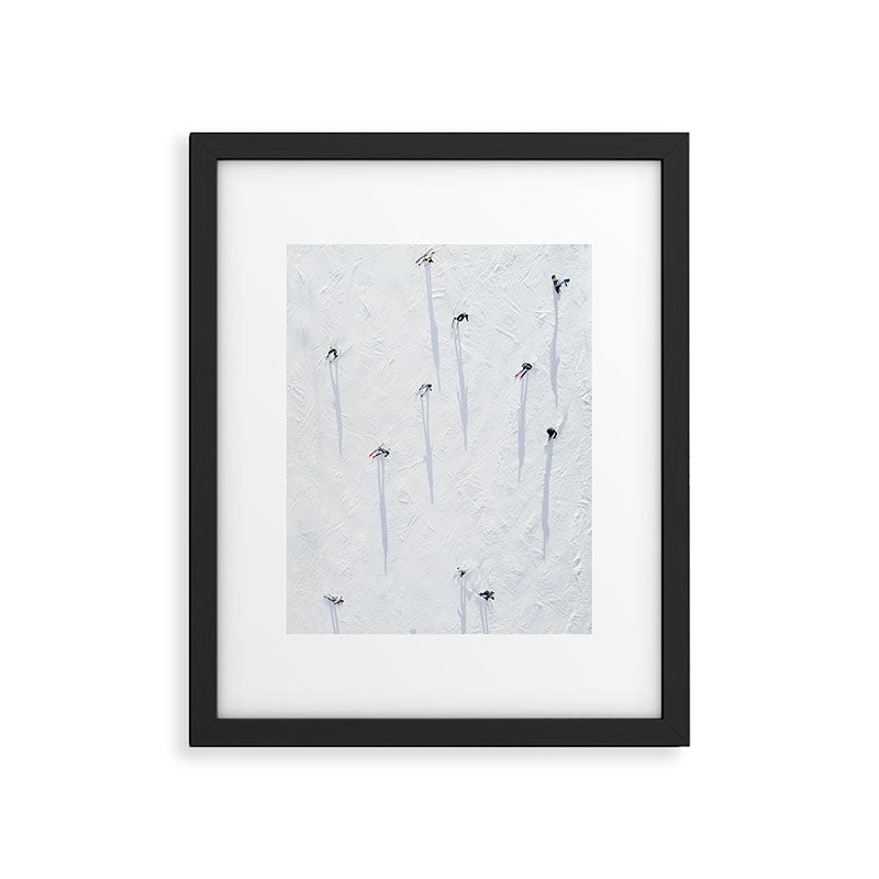Aerial shot of skiers Framed Art Print Gallery Image 5