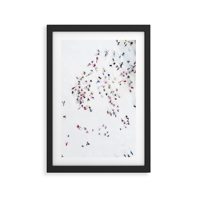 Aerial shot of skiers Framed Art Print Gallery Image 2