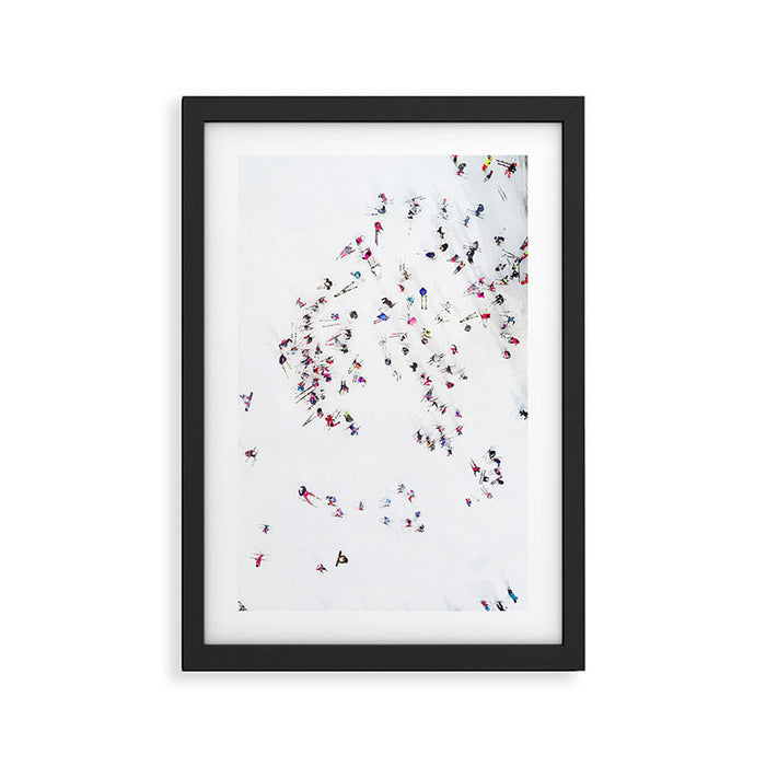 Aerial shot of skiers Framed Art Print Gallery Image 1