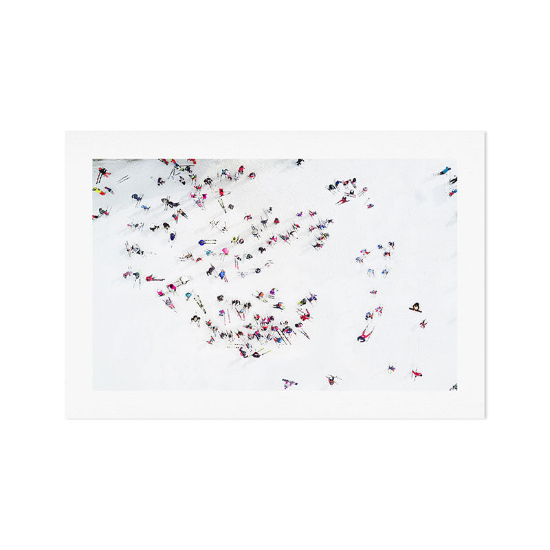 Aerial view of skiers Art Print Gallery Image 1