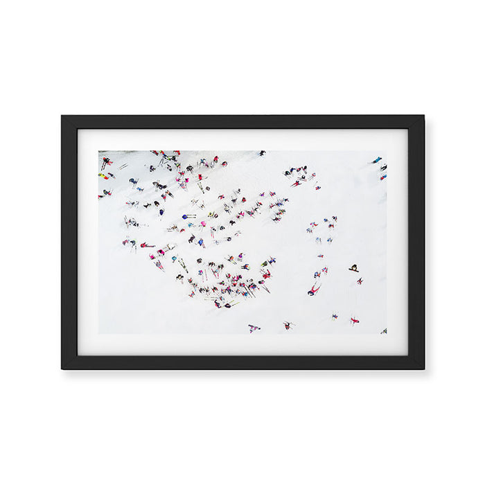Aerial view of skiers Framed Art Print Gallery Image 1