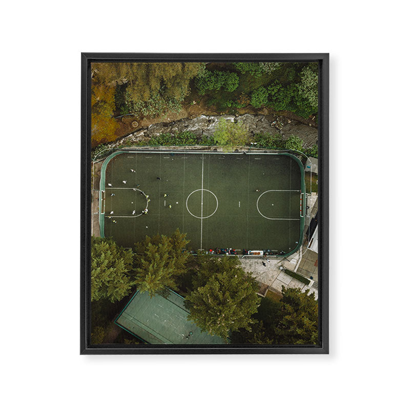 Aerial view of soccer field in Mexico City Framed Canvas Print Gallery Image 6