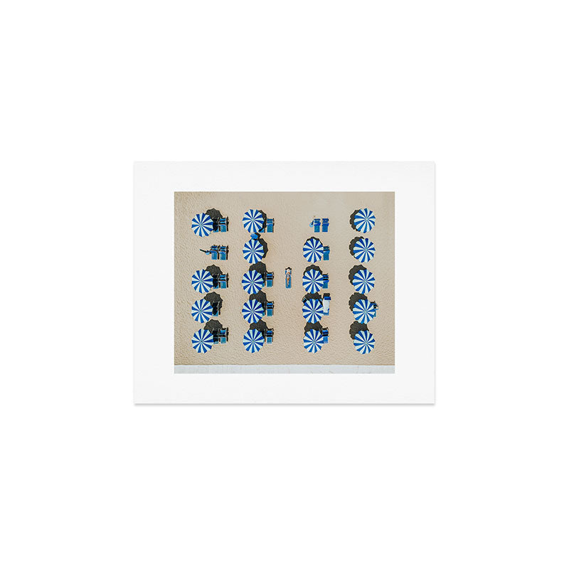 Aerial view of the beach in Rimini, Italy. Art Print Gallery Image 1