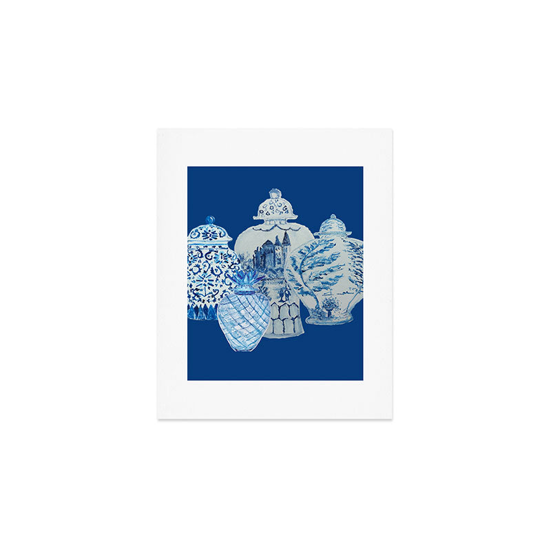 4 Four 4 Blue and White Ginger Jars  Art Print Gallery Image 1