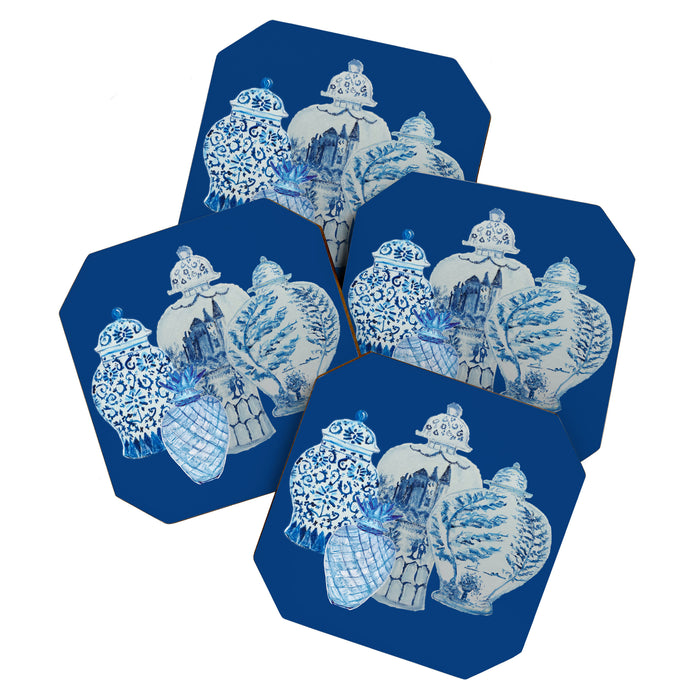 4 Four 4 Blue and White Ginger Jars  Coaster Gallery Image 1