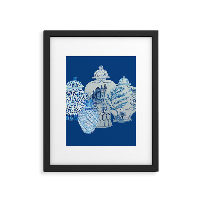 4 Four 4 Blue and White Ginger Jars  Framed Art Print Gallery Image 1