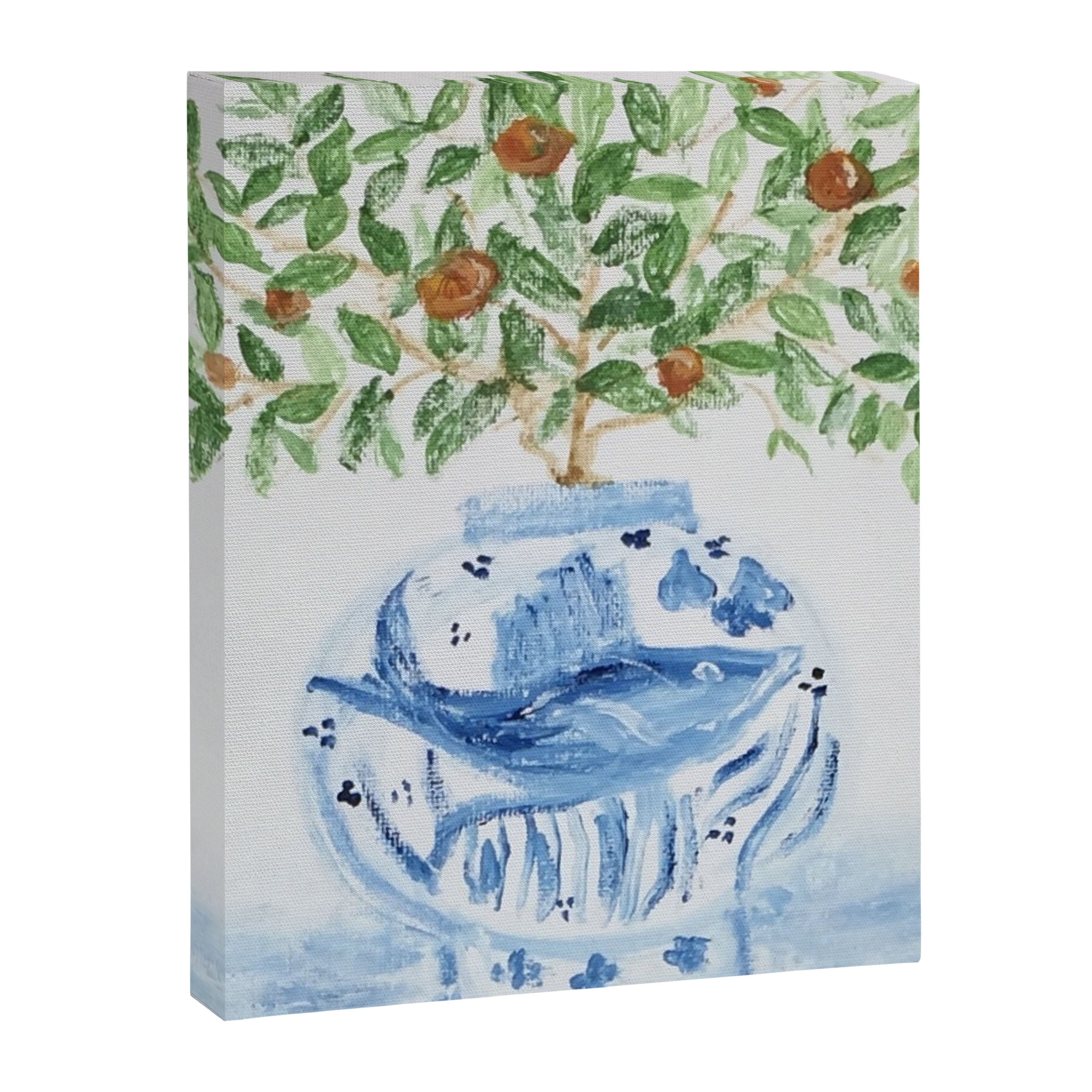 Blue and White Ginger Jar Orange Tree  Canvas Print Gallery Image 8