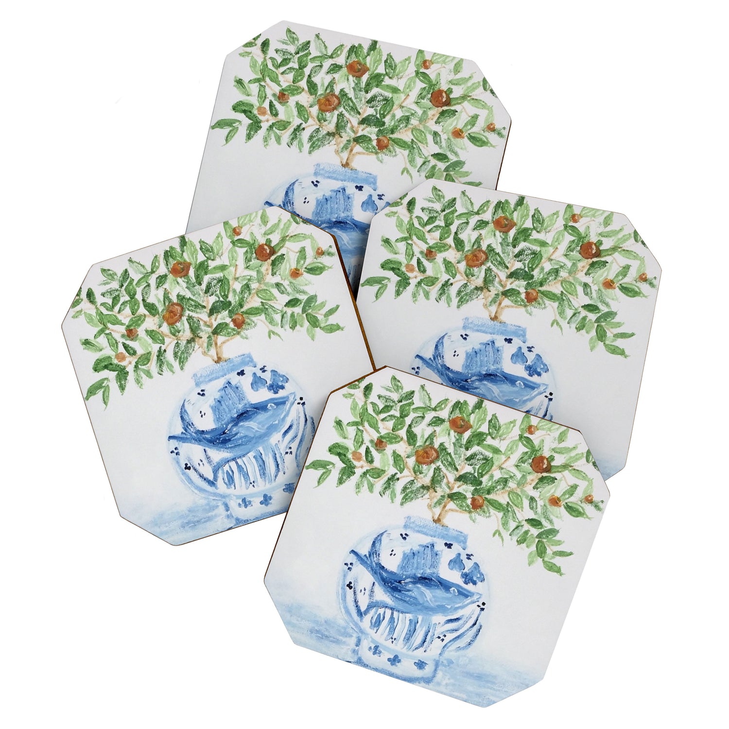 Blue and White Ginger Jar Orange Tree  Coaster Gallery Image 1