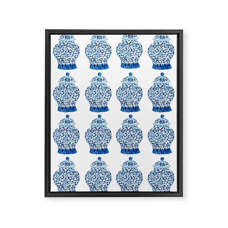 Blue and White Ginger Jars  Framed Canvas Print Gallery Image 8