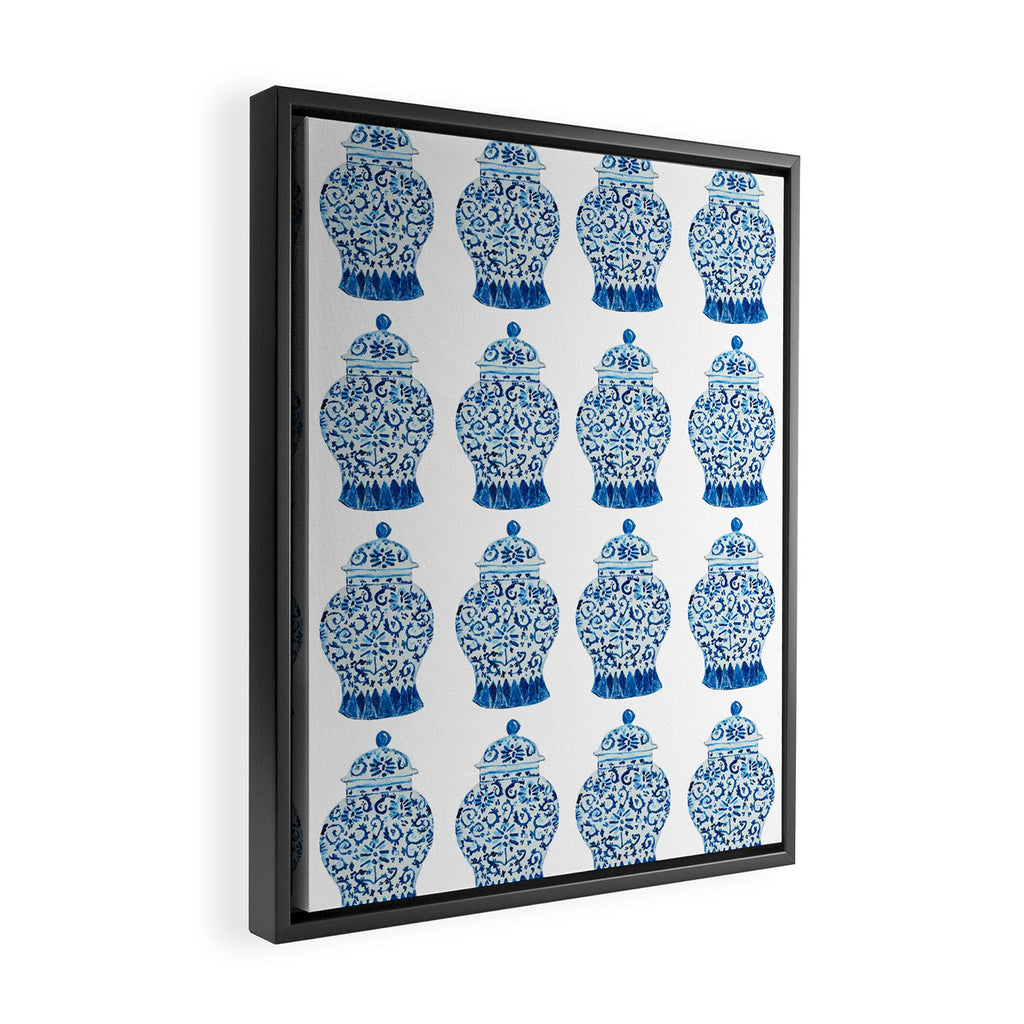 Blue and White Ginger Jars  Framed Canvas Print Gallery Image 2