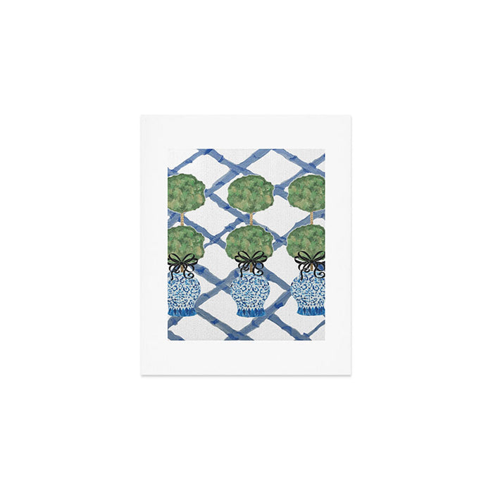Hand Painted Bamboo Trellis Chinoiserie Ginger Jar  Art Print Gallery Image 1