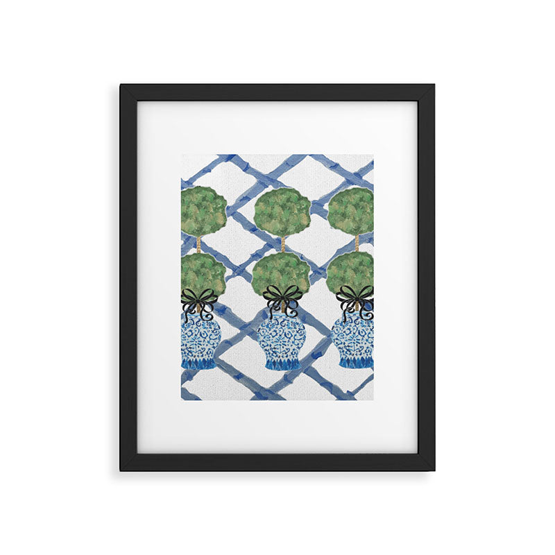 Hand Painted Bamboo Trellis Chinoiserie Ginger Jar  Framed Art Print Gallery Image 6