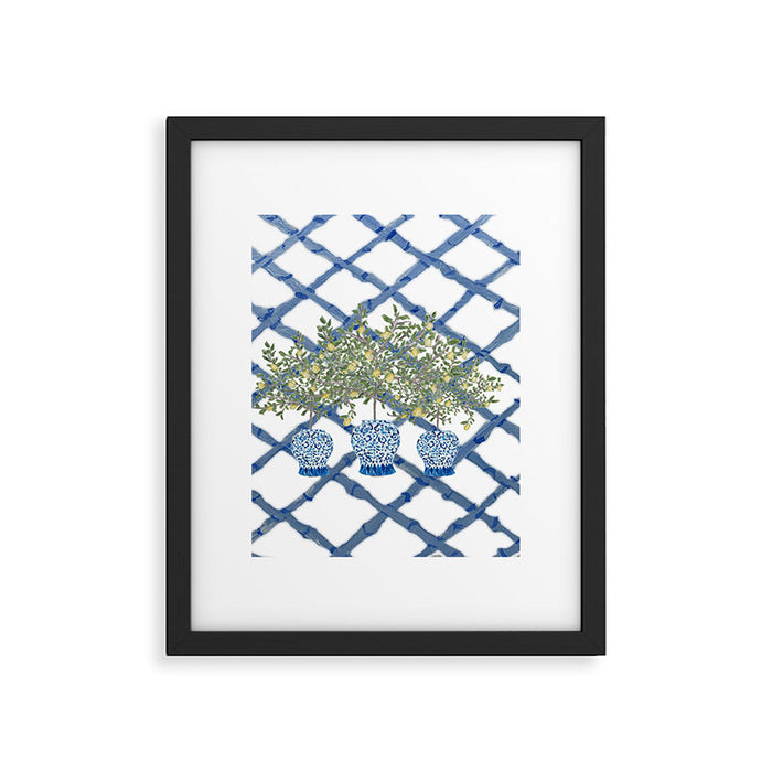 Lemons Lemon Trees Ginger Jar Chinoiserie  Framed Art Print Gallery Image 1