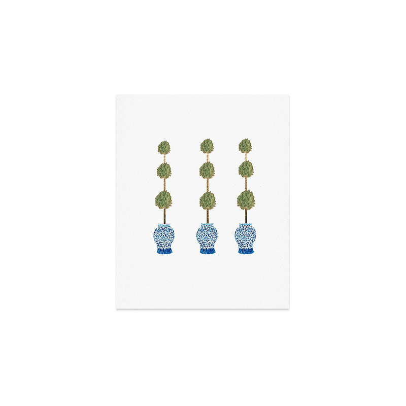 Three Hand Painted Topiary Topiaries  Art Print Gallery Image 1